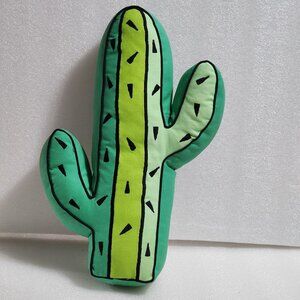 The Land of Nod CACTUS Plush Throw Pillow Lovey Toy 3-toned Green 14.5"